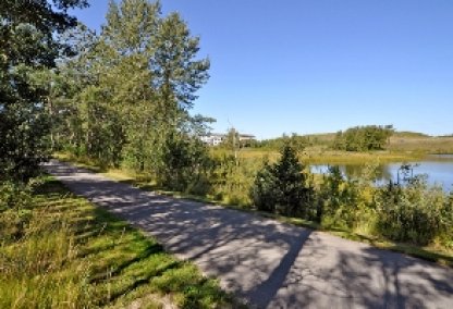 Pond and walking trail in Royal Oak, Calgary
