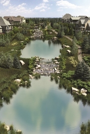 Cascading ponds at Watermark at Bearspaw